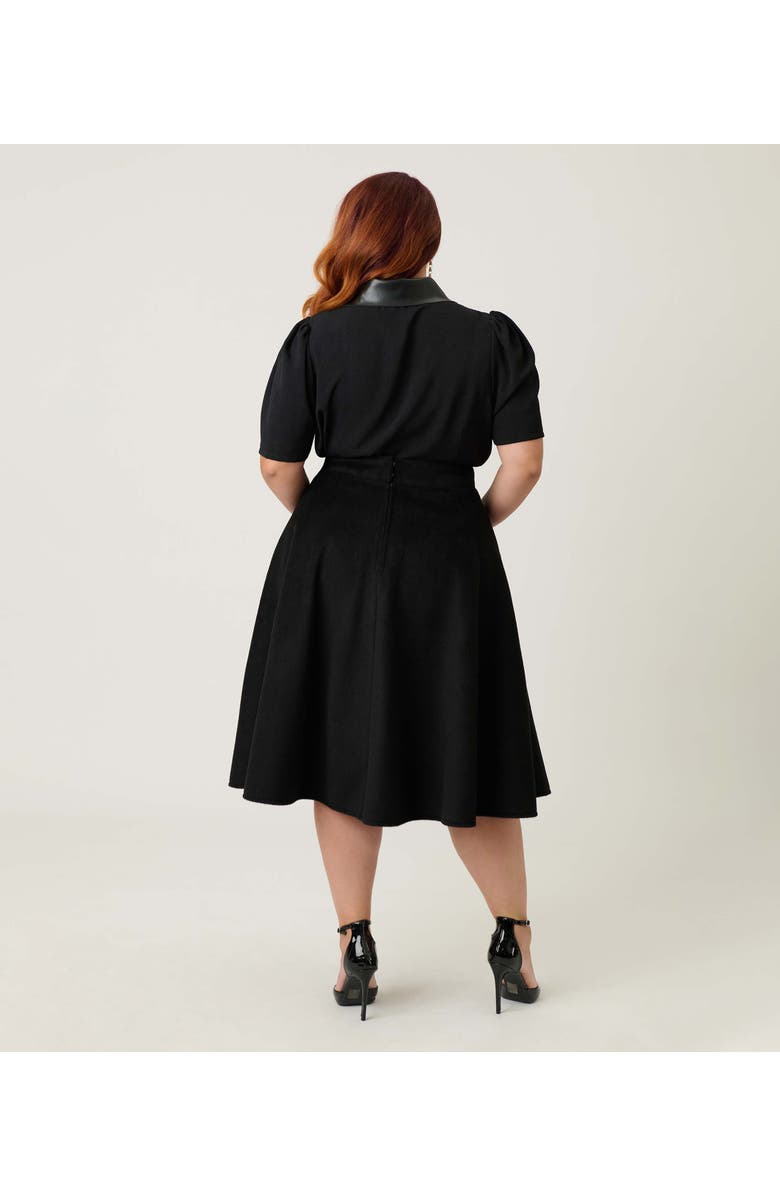 Unique Vintage Plus Size High Waist Soda Shop Swing Skirt, Alternate, color, Black Print