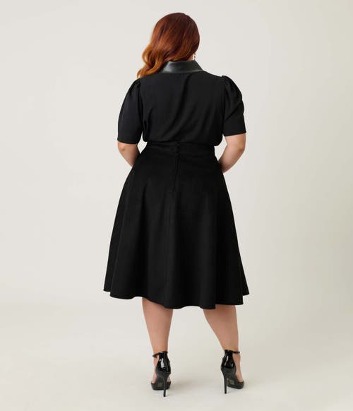 Unique Vintage Plus Size High Waist Soda Shop Swing Skirt In Black