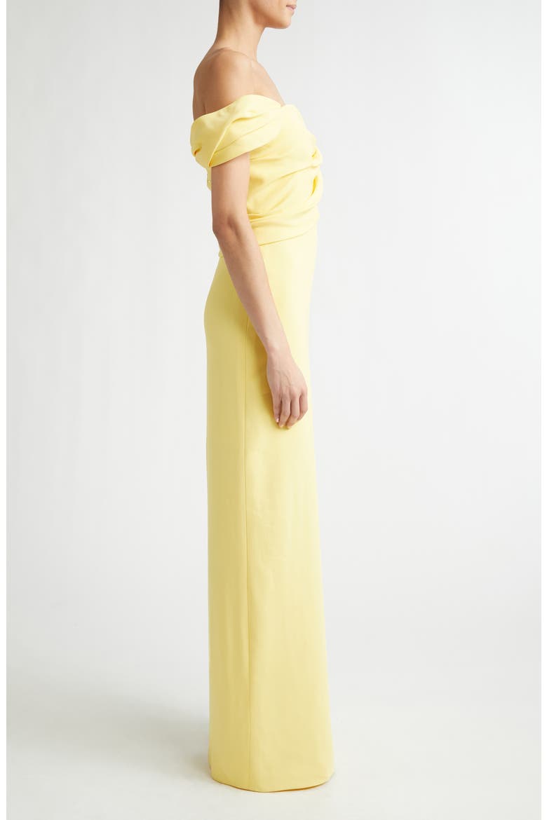 Draped Stretch Cady Column Gown, Alternate, color, BUTTER