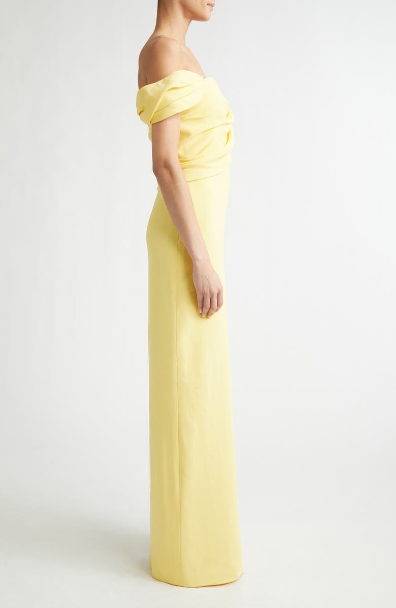 Oscar de la Renta Draped Stretch Cady Column Gown, Alternate, color, Butter