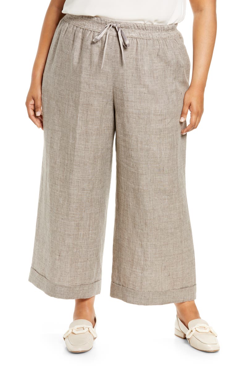 Lafayette 148 New York Riverside Wide Leg Crop Linen Pants, Main, color, 