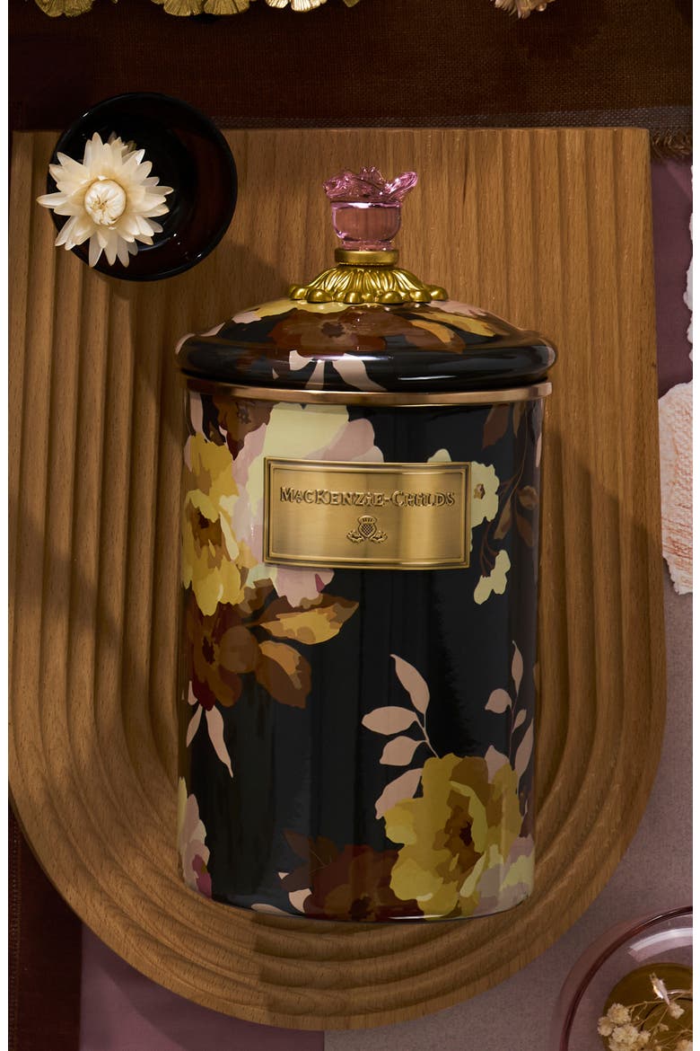 Wild Rose Large Enameled Steel Canister, Alternate, color, MULTI BLACK