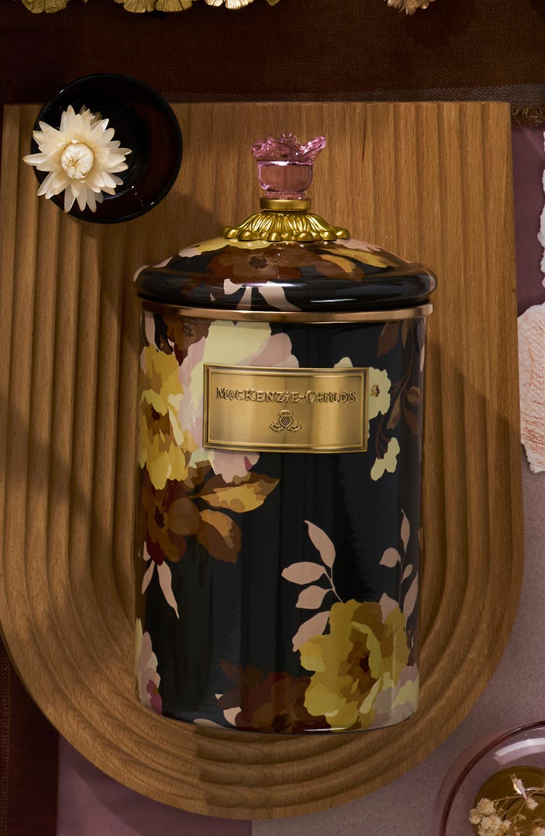 MACKENZIE CHILDS Wild Rose Large Enameled Steel Canister, Alternate, color, Multi Black