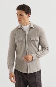 Brunello Cucinelli Virgin wool, cashmere and silk knit shirt