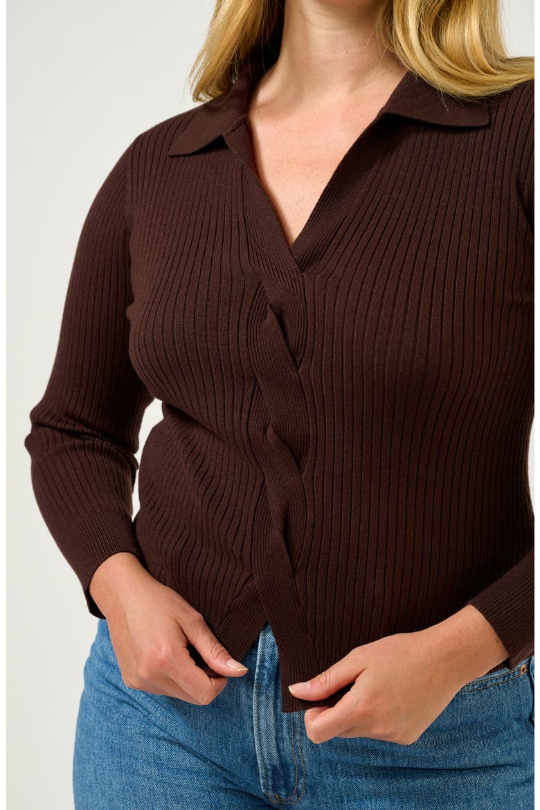 Bronti Twist Front Rib Sweater, Alternate, color, CHOCOLATE