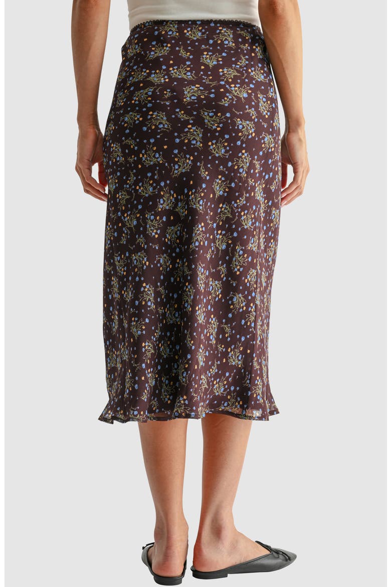Ditsy Print Bias Midi Skirt, Alternate, color, BROWN BLUE DITSY