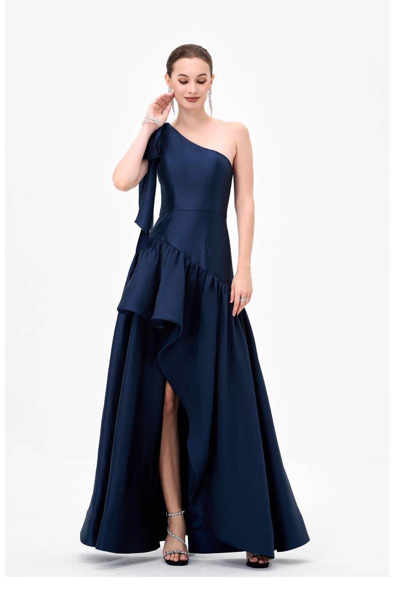 Yulitza Asymmetric Gown, Alternate, color, NAVY