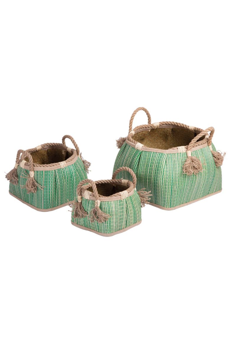 Sense of Place Woven Baskets - Set of 3, Main, color, Green
