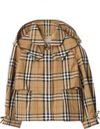 Burberry Check Cotton Hooded Trench Jacket