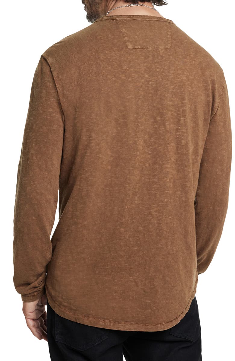 John Varvatos Sid Raw Edge Organic Cotton Long Sleeve T-Shirt, Alternate, color, Chamois