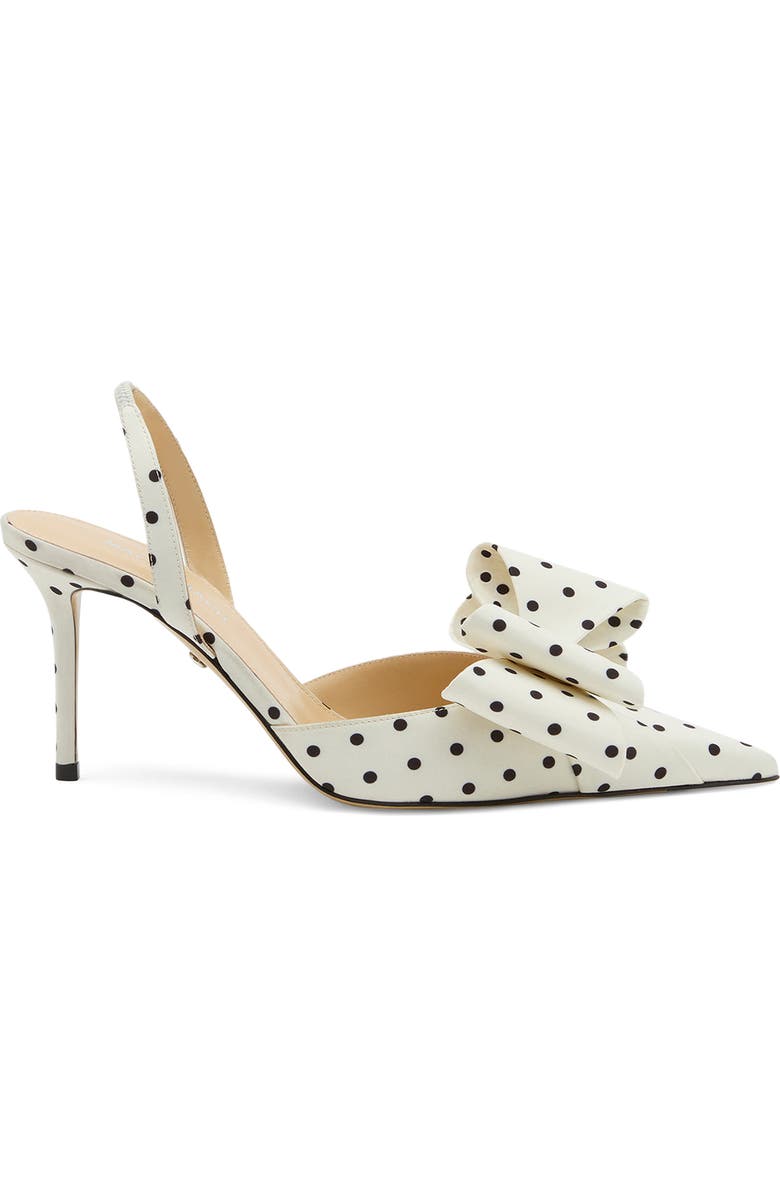 Mach & Mach Le Cadeau Bow Polka Dot Slingback Pump, Alternate, color, White/ Black