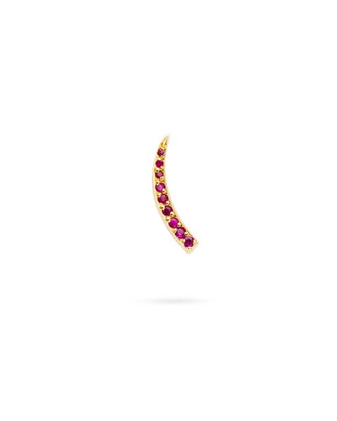 Mini Crescent Moon Single Earring with Gemstones