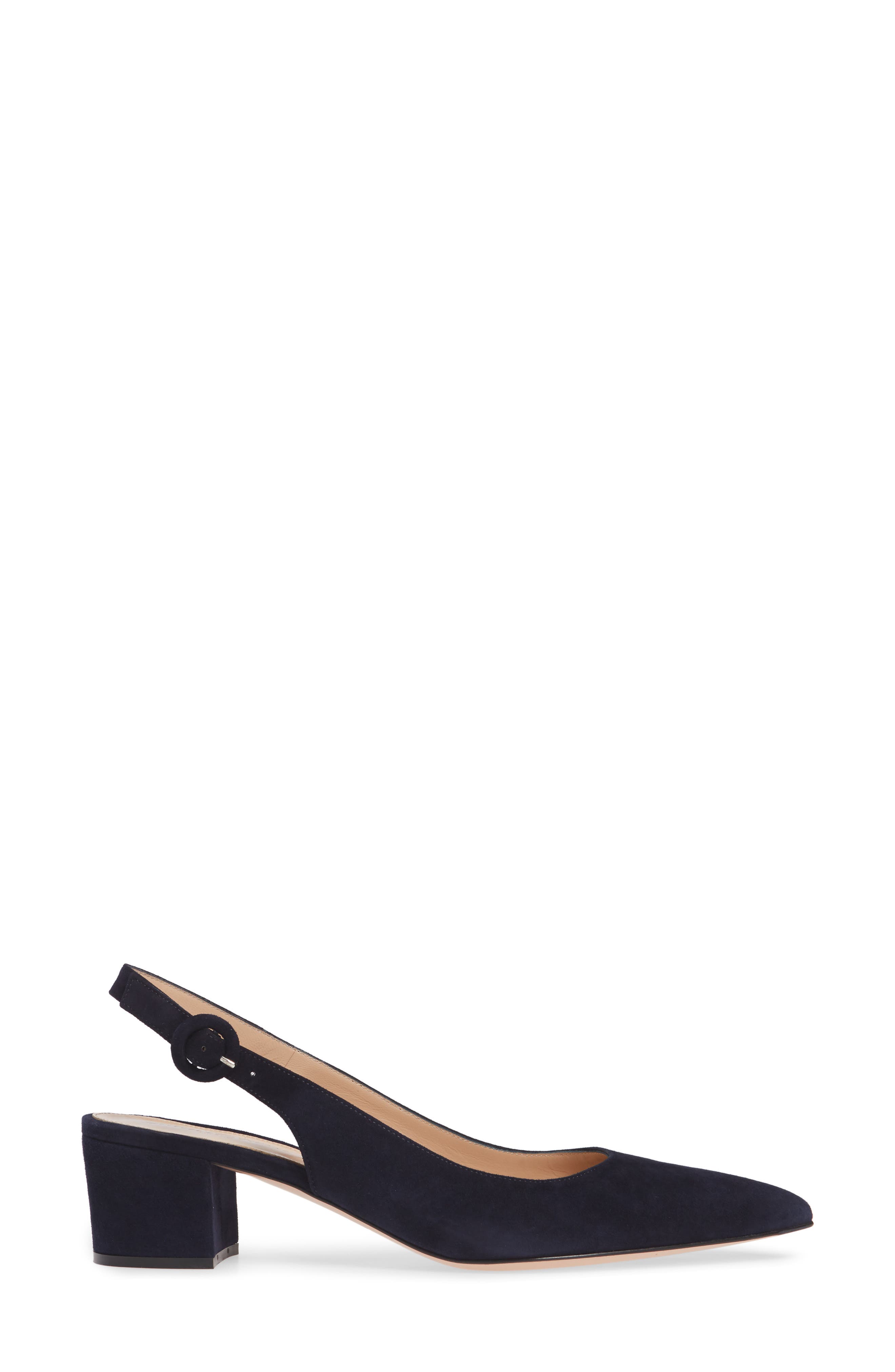 Buckle Pointed Toe Slingback Pump, Alternate, color, DENIM SUEDE