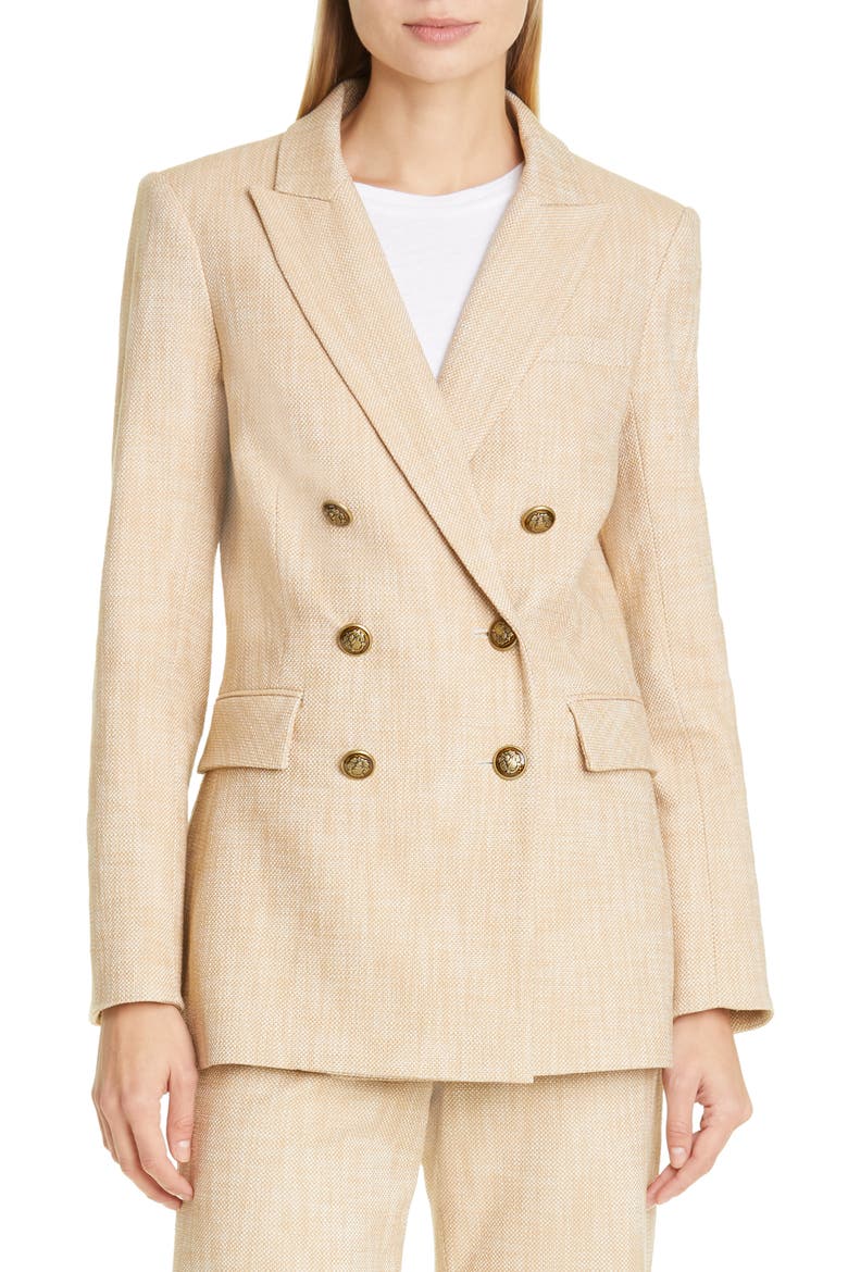 Ellette Dickey Double Breasted Blazer, Alternate, color, CAMEL/ CREAM