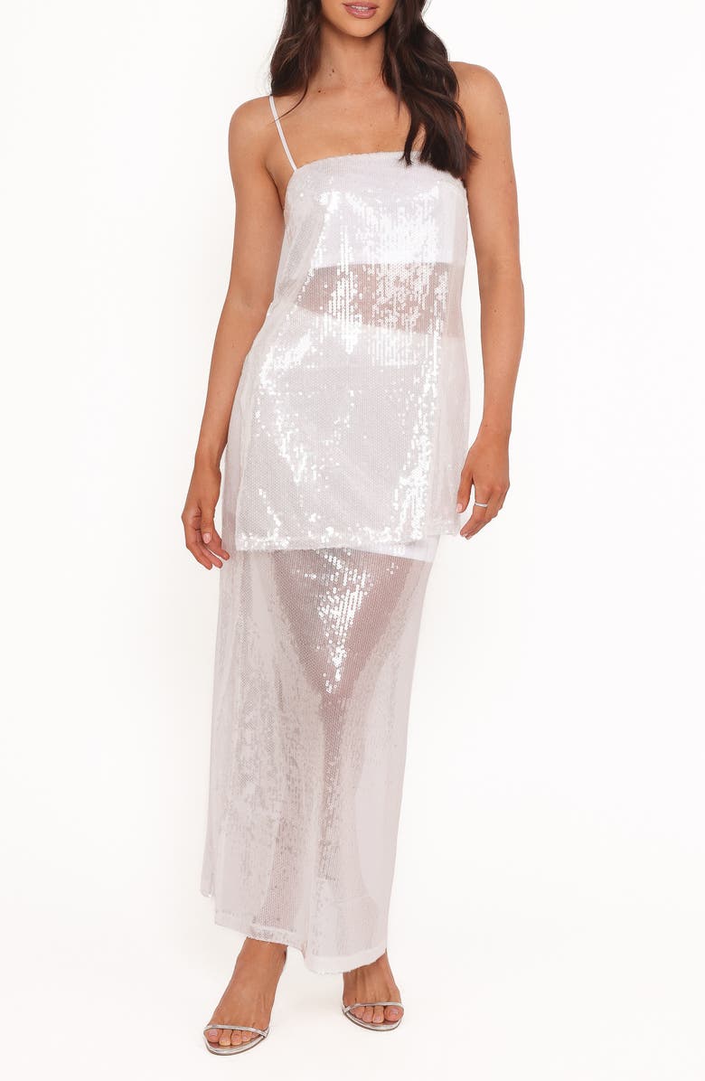Petal & Pup Vienne Sequin Top & Maxi Skirt Set, Main, color, White Sequin