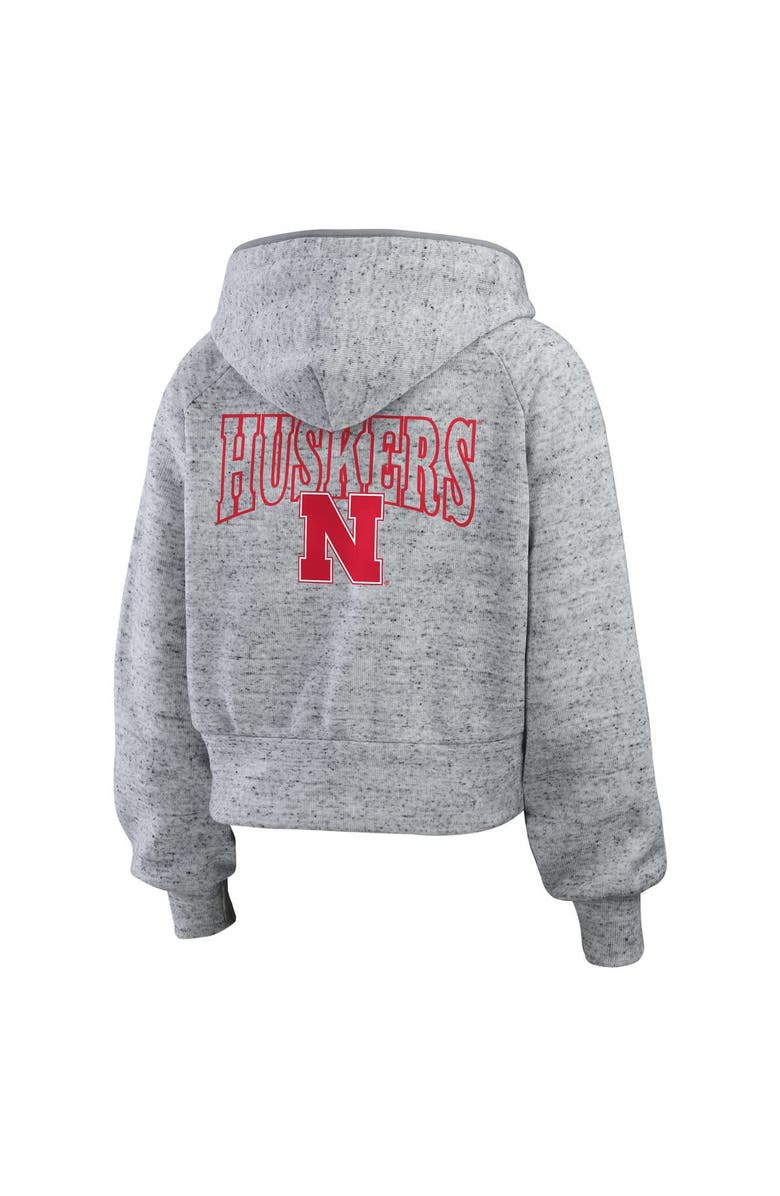 WEAR by Erin Andrews Women's WEAR by Erin Andrews Heather Gray Nebraska Huskers Wear Speckle Double-Hit Raglan Full-Zip Hoodie, Alternate, color, Heather Gray