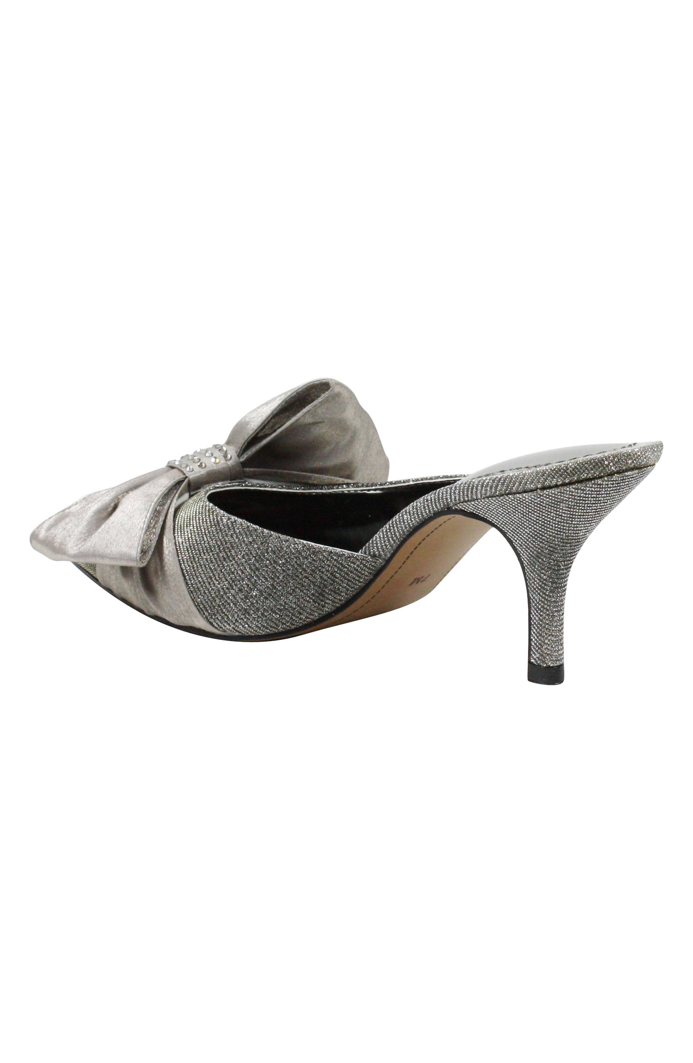 Elonna Bow Pointed Toe Mule, Alternate, color, PEWTER GLITTER