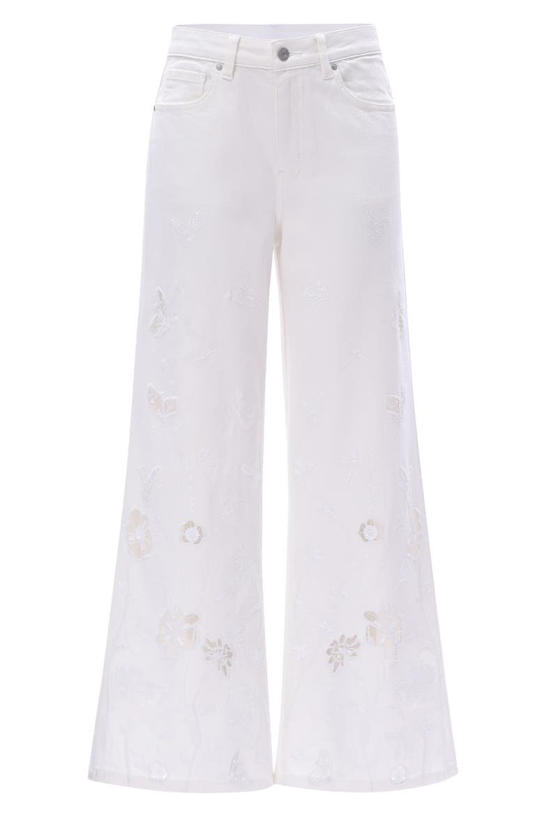 Embroidered High Waist Wide Leg Jeans, Alternate, color, MIST