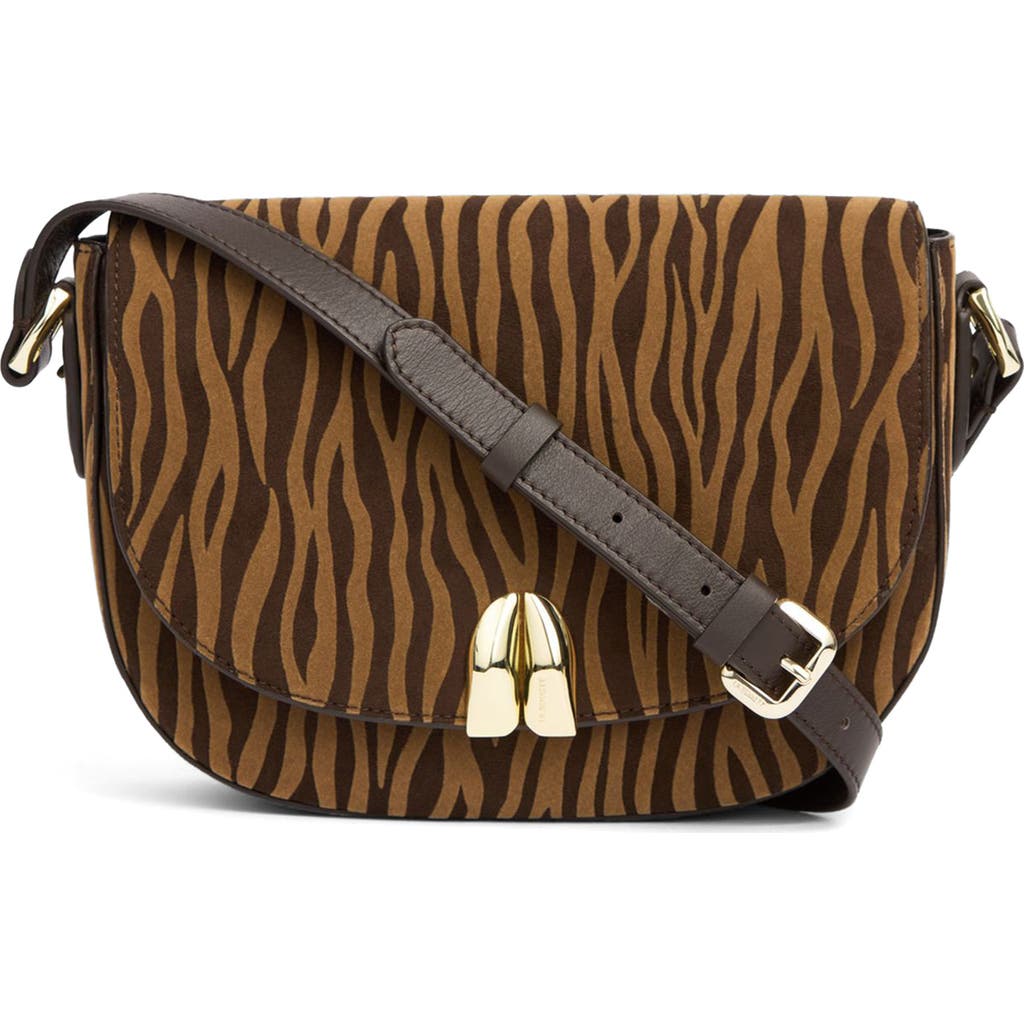 Lk Bennett Jodie Oloid Zebra Print Crossbody Bag In Black