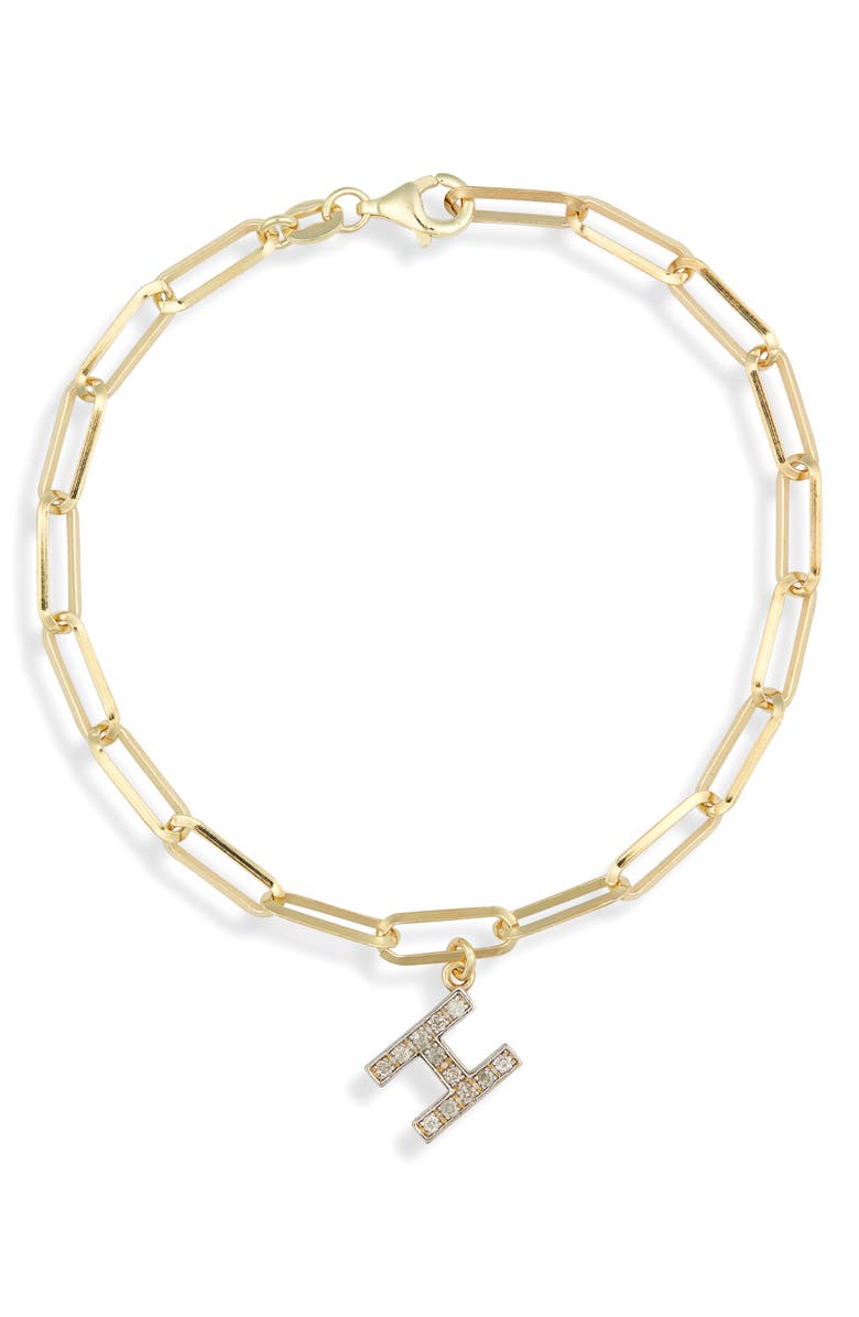 MESHMERISE Diamond Initial Charm Bracelet, Main, color, Yellow-H