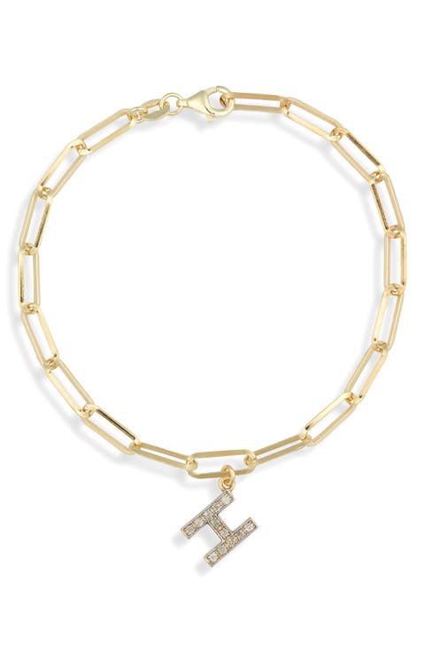 Diamond Initial Charm Bracelet