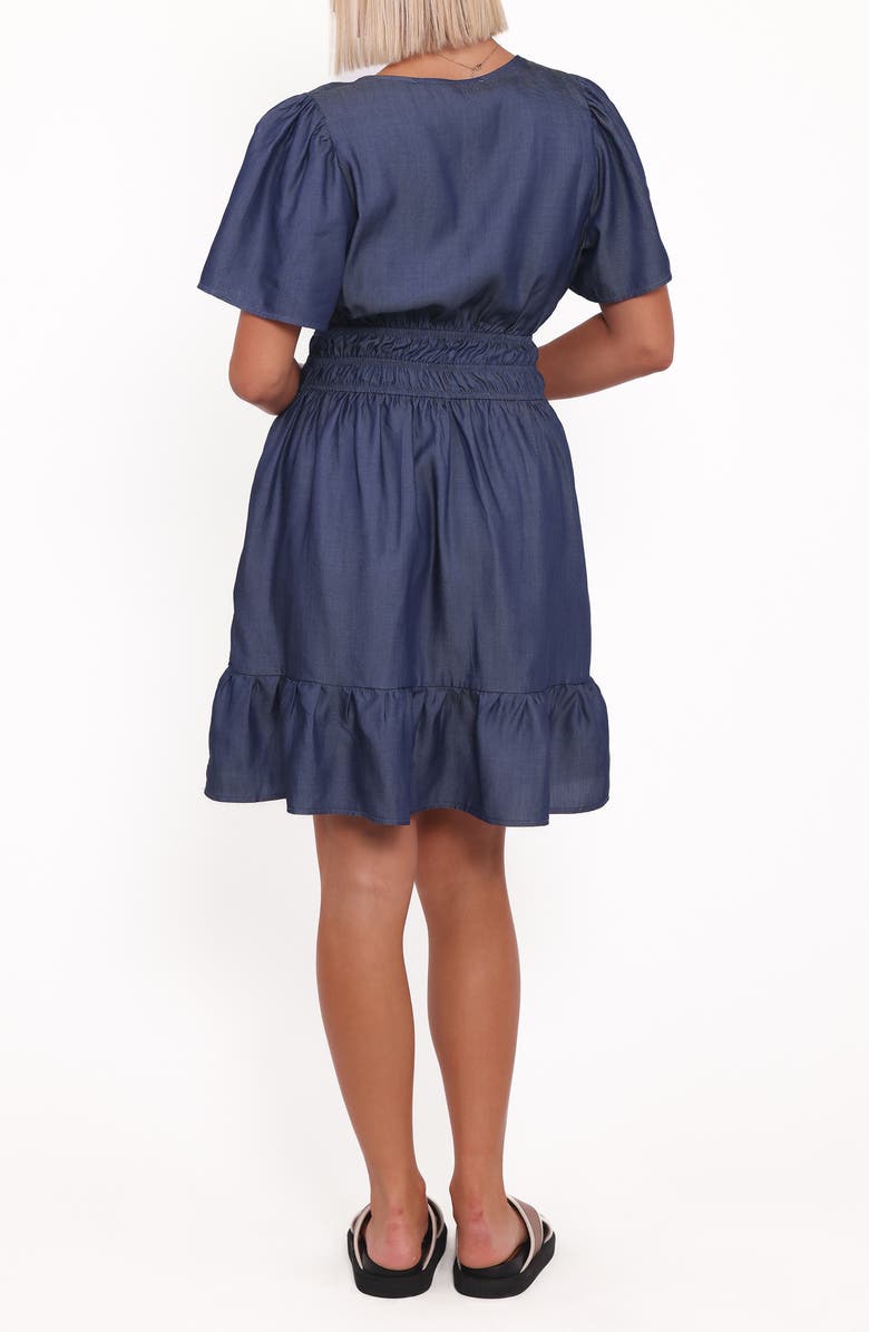 Petal & Pup Morwenna Ruffle Chambray Minidress, Alternate, color, Chambray