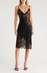 L'AGENCE Diya Lace Trim Silk Slipdress