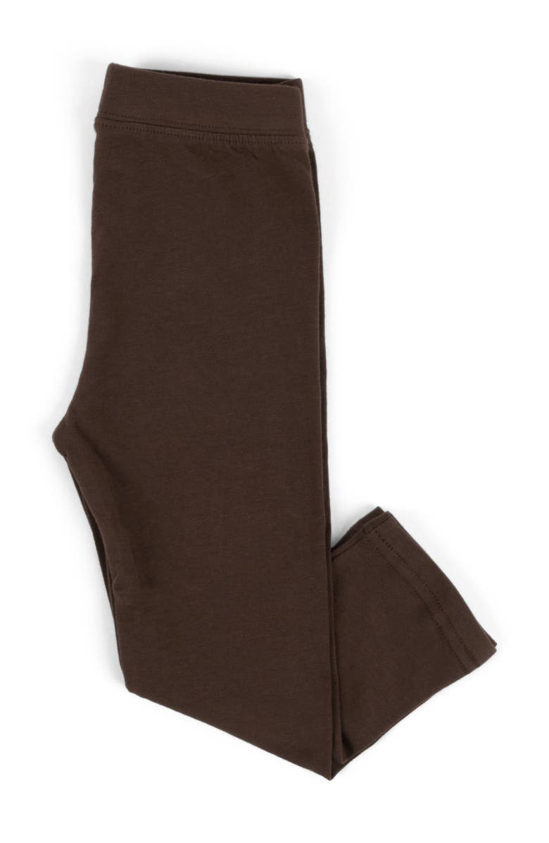 Leveret Girls Cotton Leggings, Solid Colors, Alternate, color, Brown
