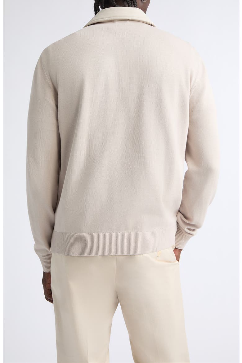 Cotton Knit Suede Effect Sweater-Jacket, Alternate, color, 1985 CHAMPAGNE