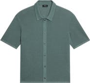 Theory Tactile Cotton Open Stitch Button-Up Shirt