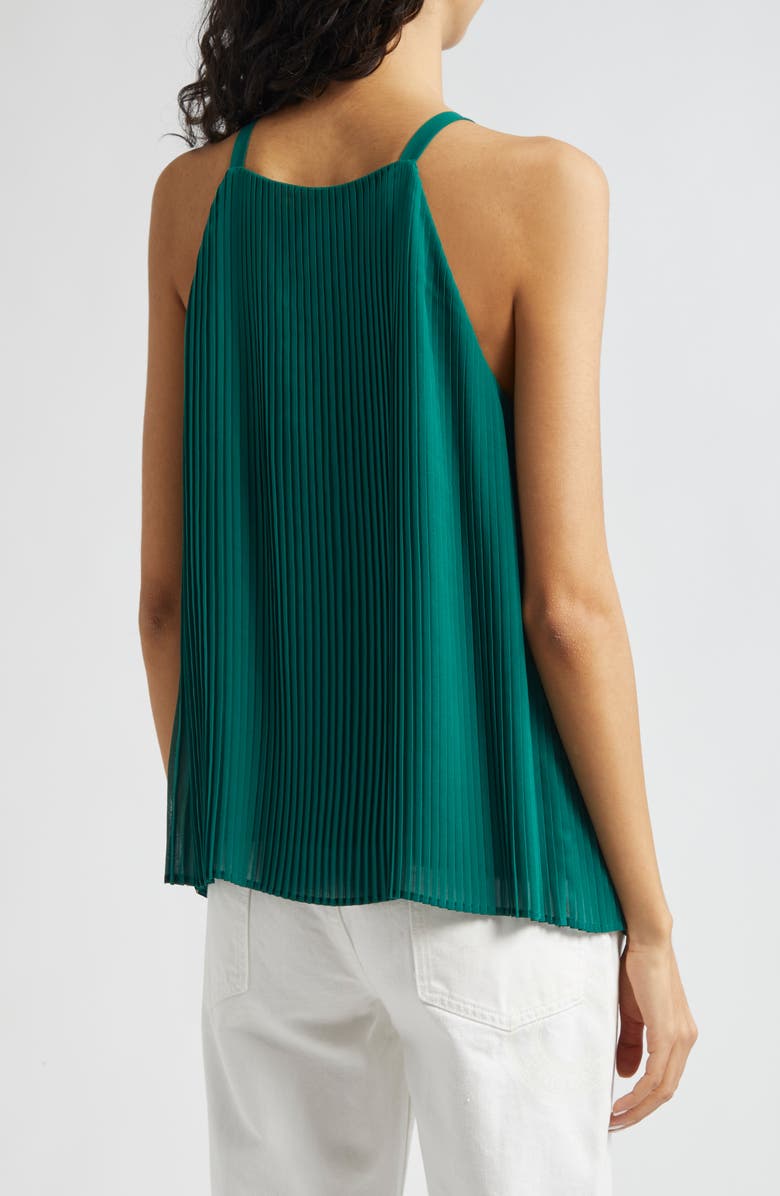 Emporio Armani Pleated Ruffle Sleeveless Top, Alternate, color, Solid Medium Green