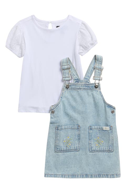 Kids' Puff Sleeve T-Shirt & Denim Dress Set (Toddler)