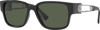 Havana 57mm Rectangular Sunglasses