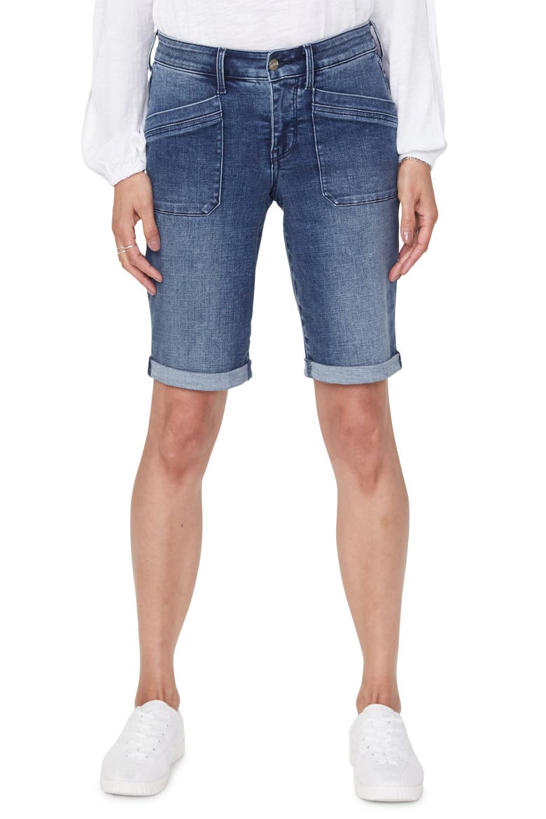 Utility Pocket Rolled Cuff Denim Shorts, Main, color, CLEAN LAZARO
