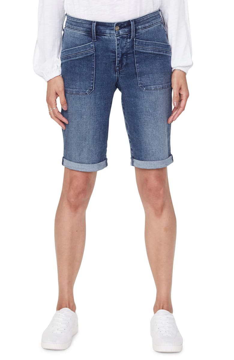 NYDJ Utility Pocket Rolled Cuff Denim Shorts, Main, color, 