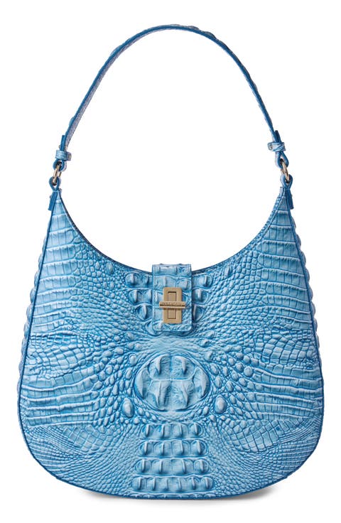 Fallon Croc Embossed Leather Shoulder Bag