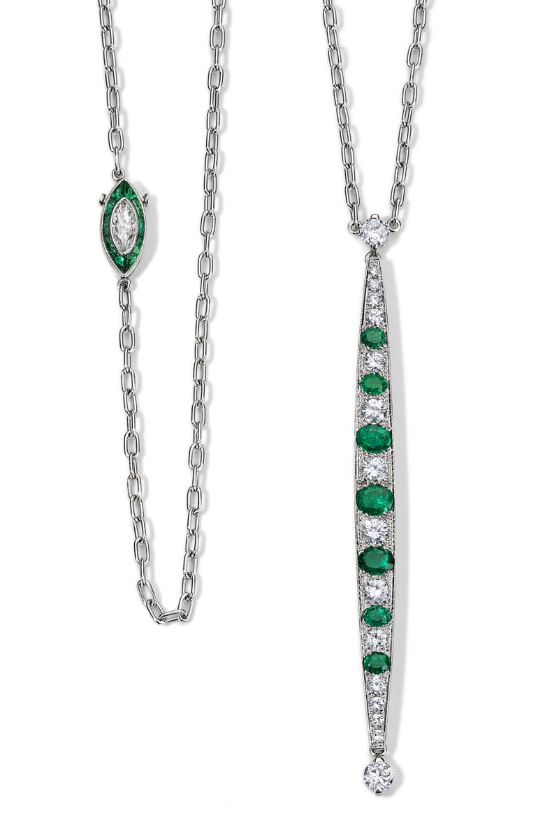 Emerald & Diamond Sautoir Necklace, Alternate, color, 18K WHITE GOLD
