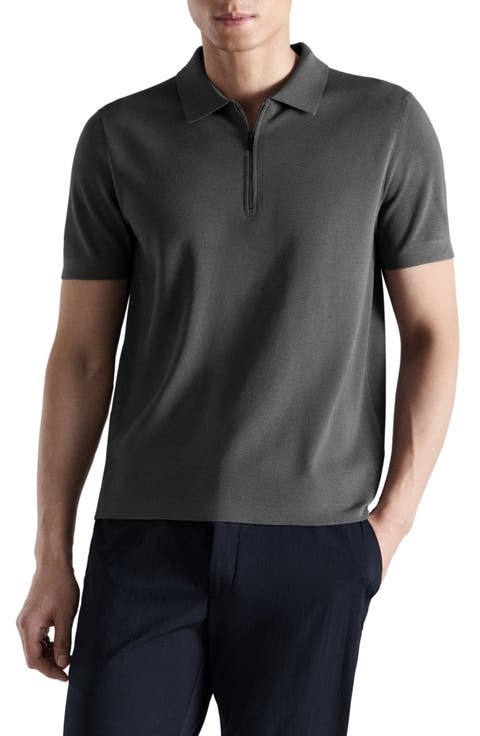 Zip Cotton Blend Polo