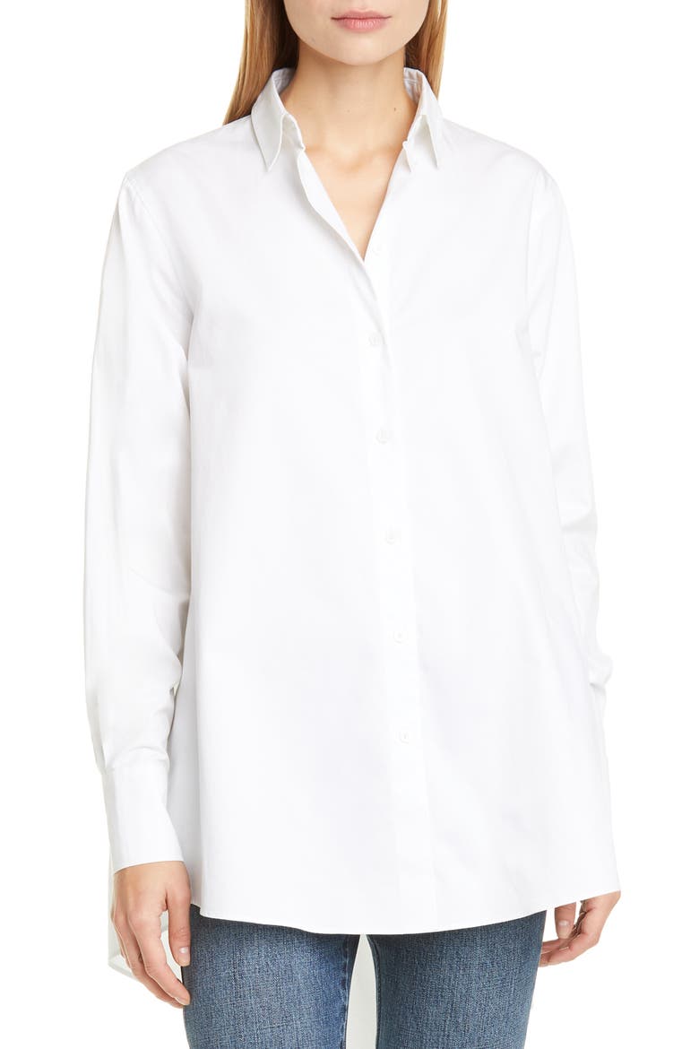 A-Line Cotton Poplin Shirt, Main, color, WHITE