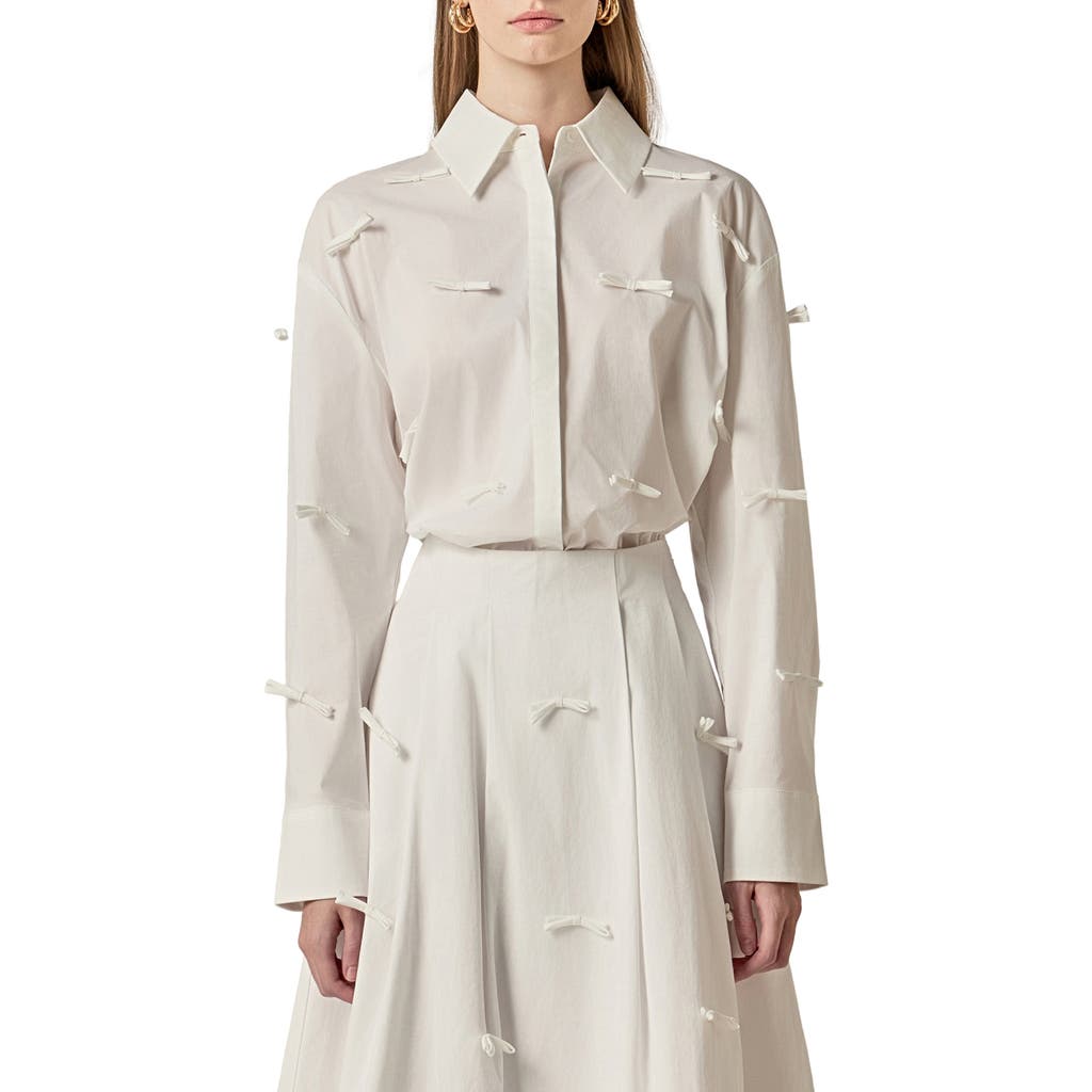 English Factory Bow Detail Tunic Shirt In White