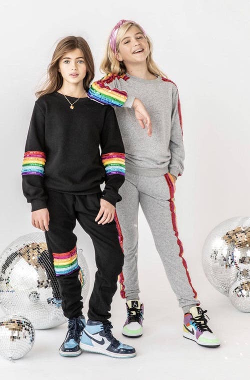 Lola + The Boys Sequin Rainbow Tracksuit Set In Gray