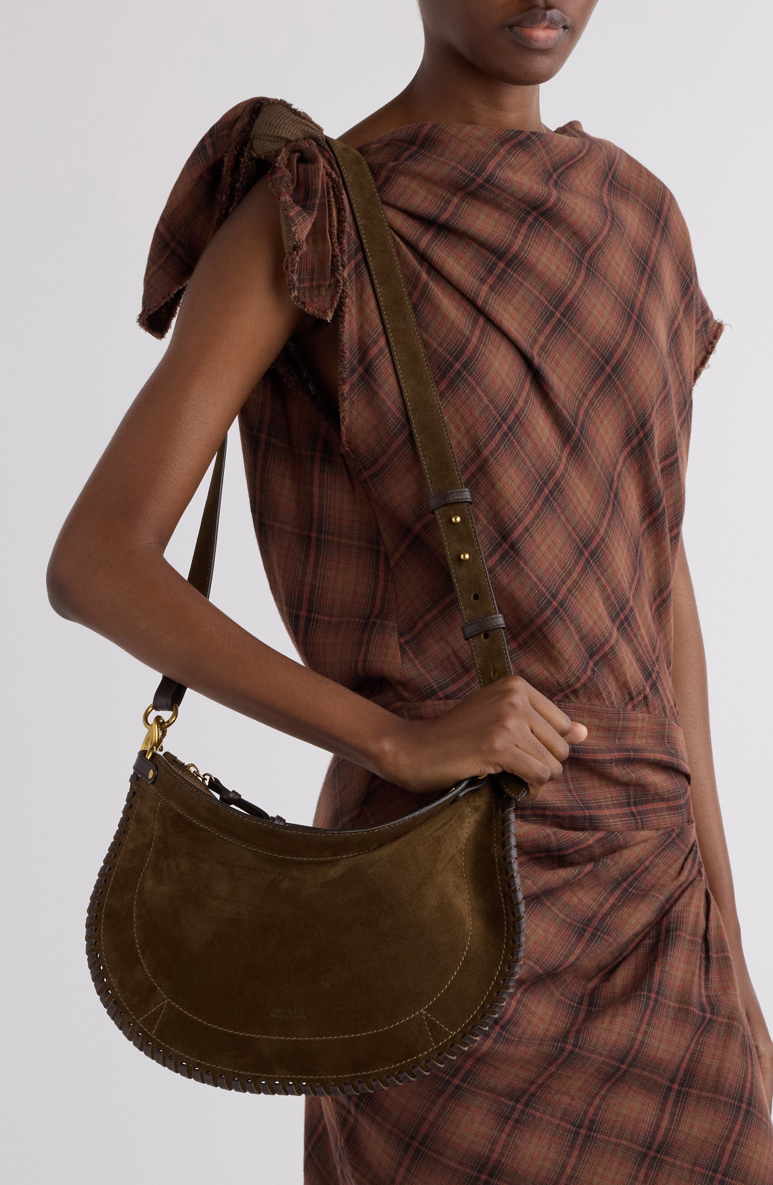 Isabel Marant Oskan Soft Zipped Shoulder Bag, Alternate, color, Bronze