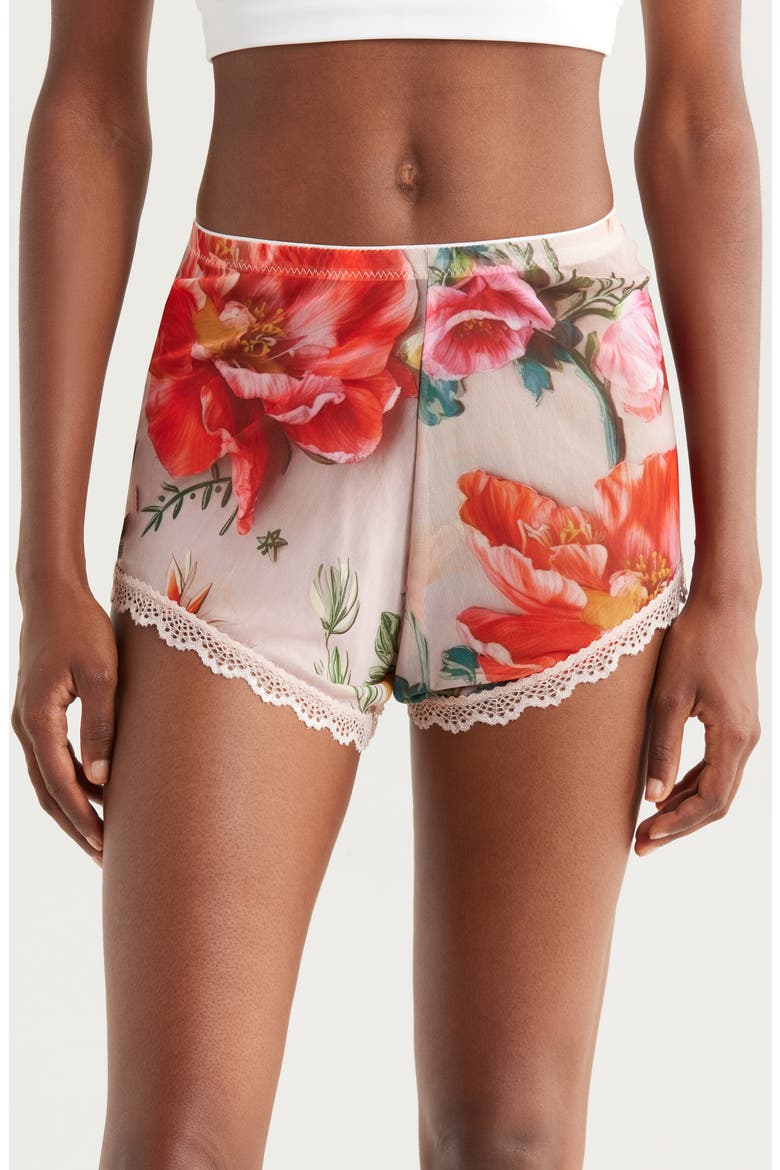 Floral Cotton Mesh Boyshorts, Main, color, 3D FLORAL