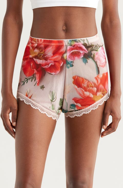 Floral Cotton Mesh Boyshorts