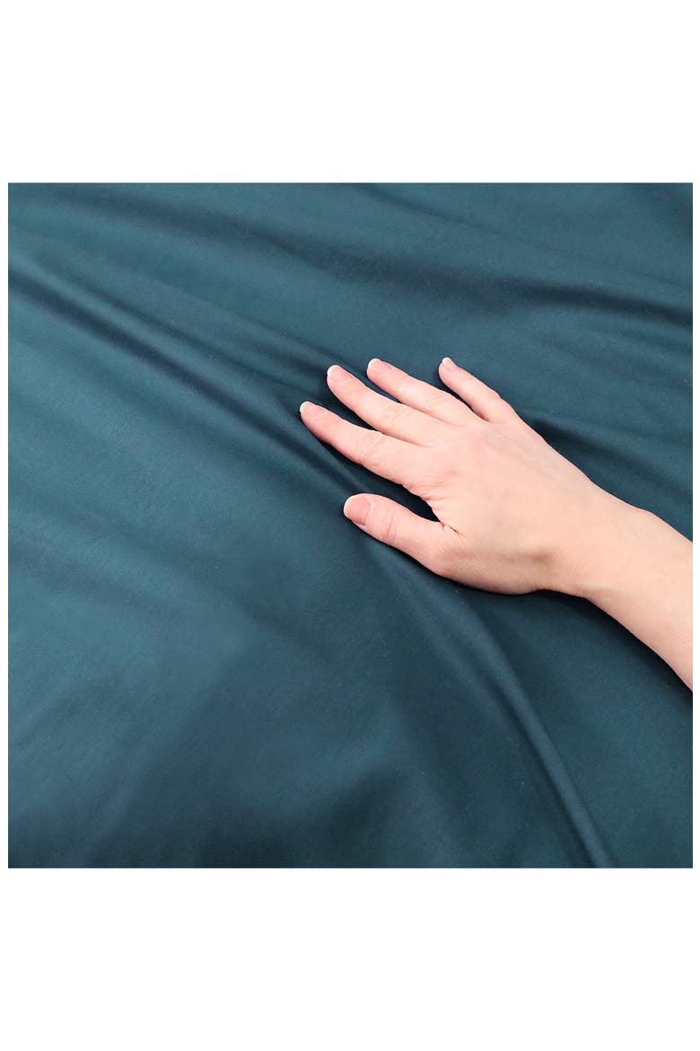Solid 300 Thread Count Sateen Duvet Cover & Shams Set, Alternate, color, NAVY BLUE