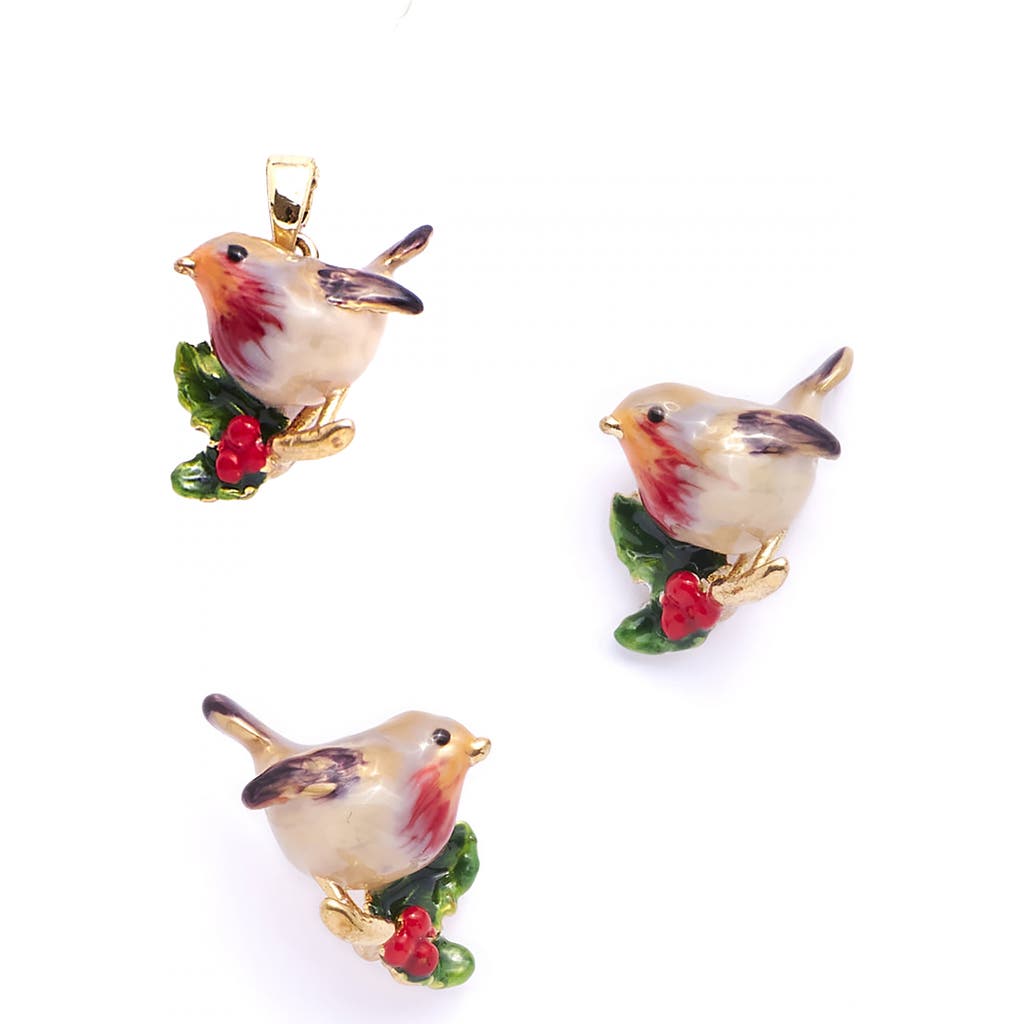 Bill Skinner Studio Robin Pendant & Earring Set In Multi