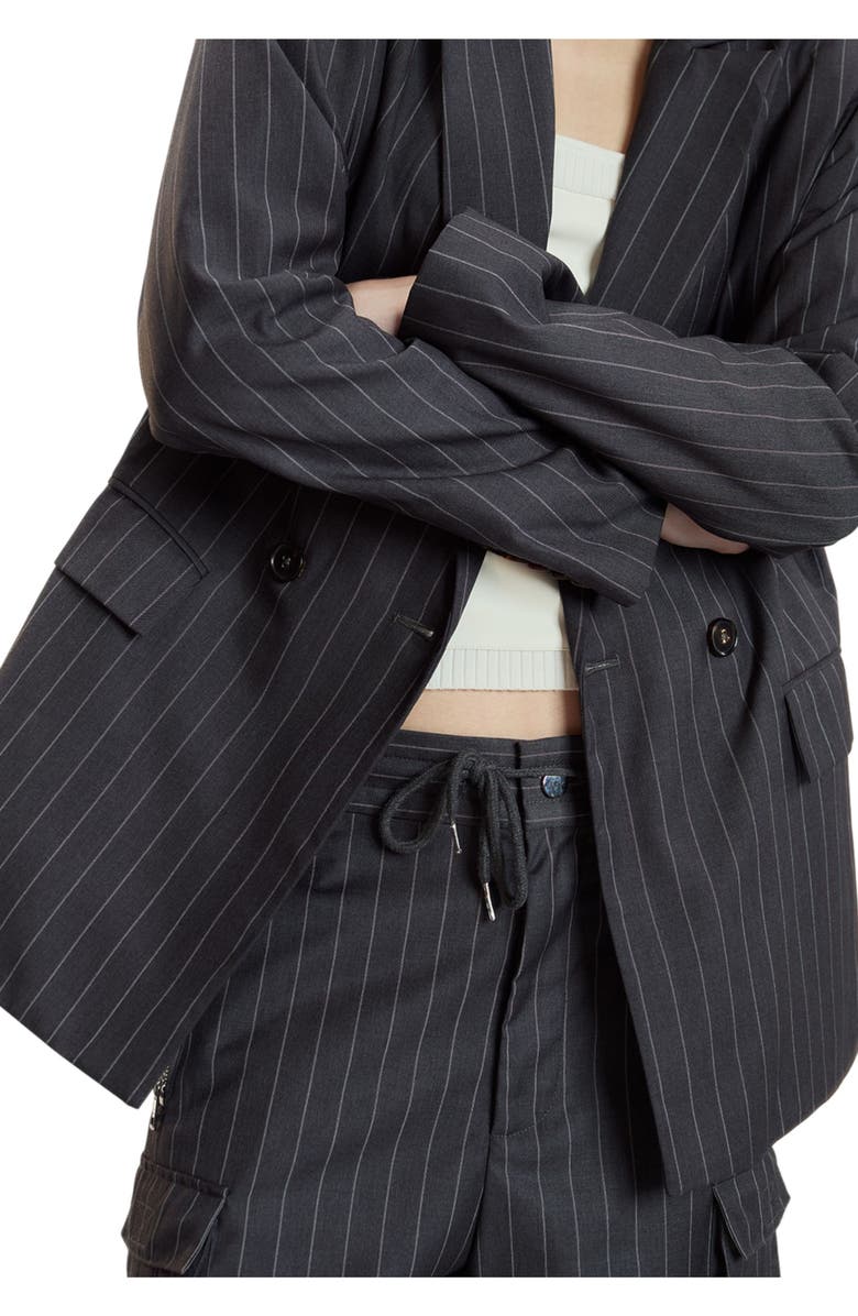 Cynthia Rowley Pinstripe Blazer, Alternate, color, Heather Grey