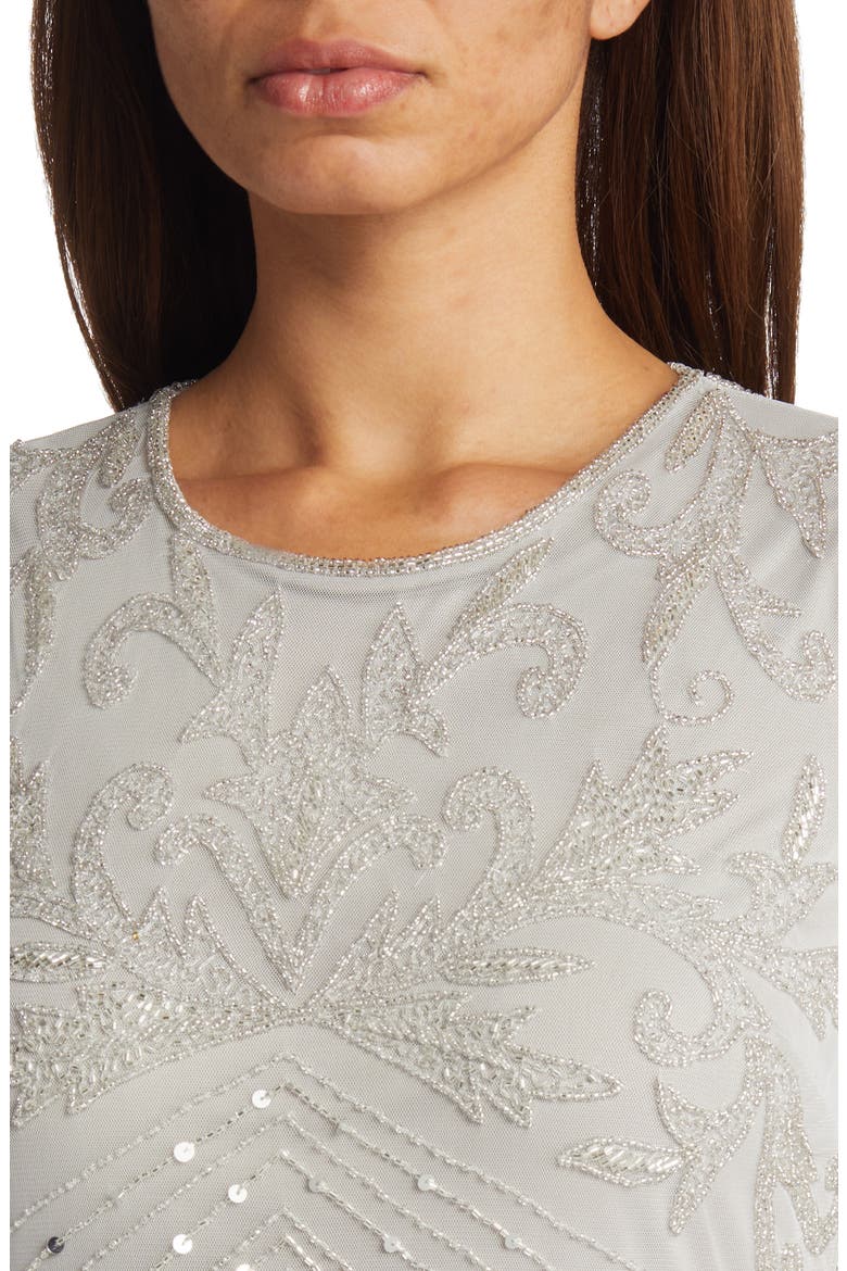 Embellished Chiffon Gown, Alternate, color, SILVER