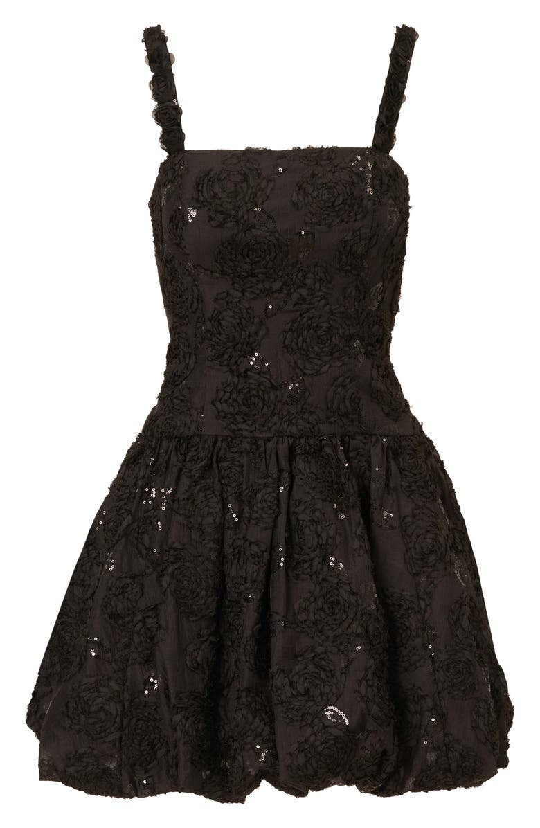 Adrianna Papell Sequin Soutache Bubble Skirt Fit & Flare Cocktail Minidress, Alternate, color, Black