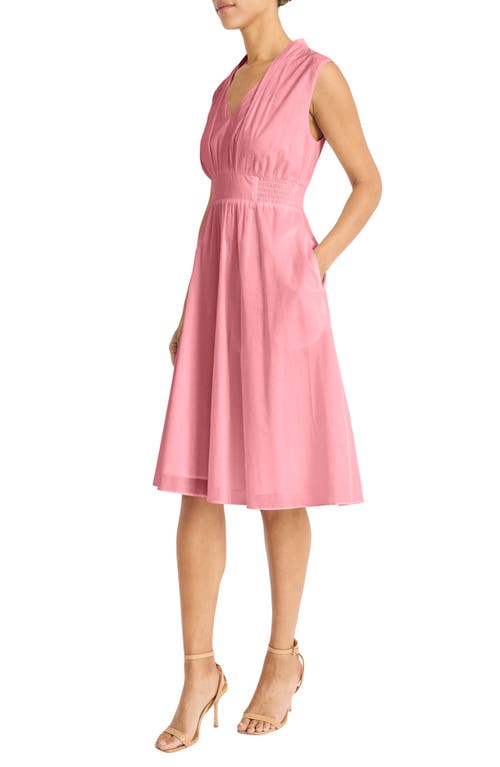 Maggy London Sleeveless Shirred Midi Dress In Rapture Rose